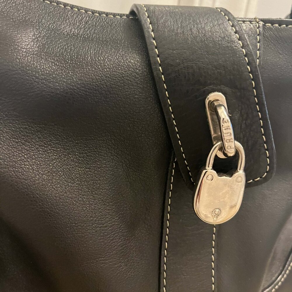 Prune Black Genuine Leather Handbag Vintage Made in Argentina Leather